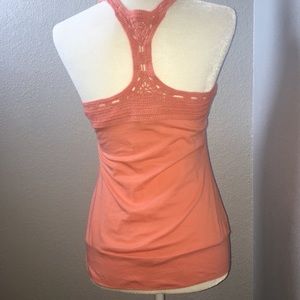 Light coral crochet  back flowy tank by 976-clue